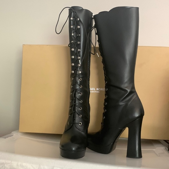 Michael Kors Collection Deandra Calf Leather Platform Boot - Picture 8 of 16